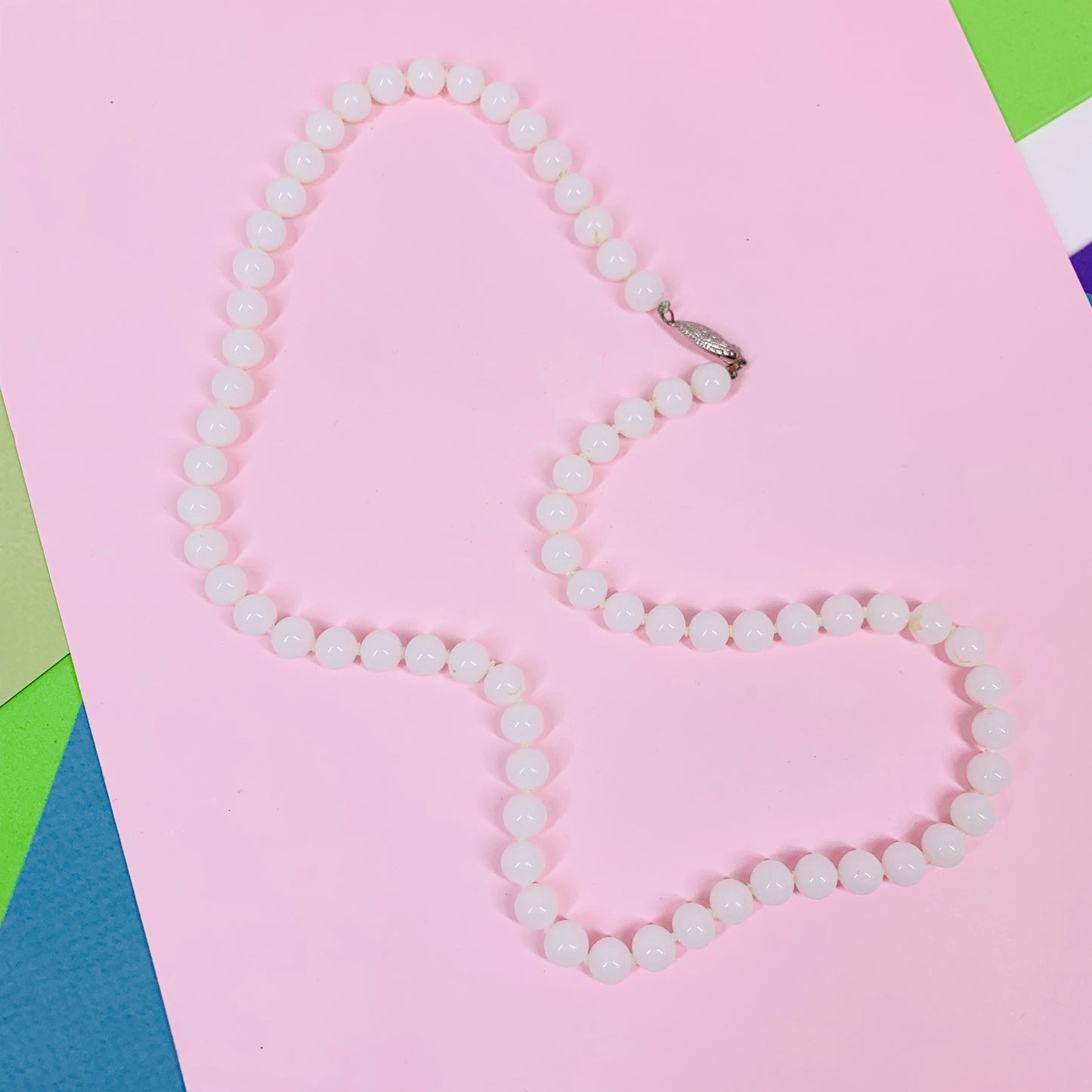 1960s Avon costume white beads necklace