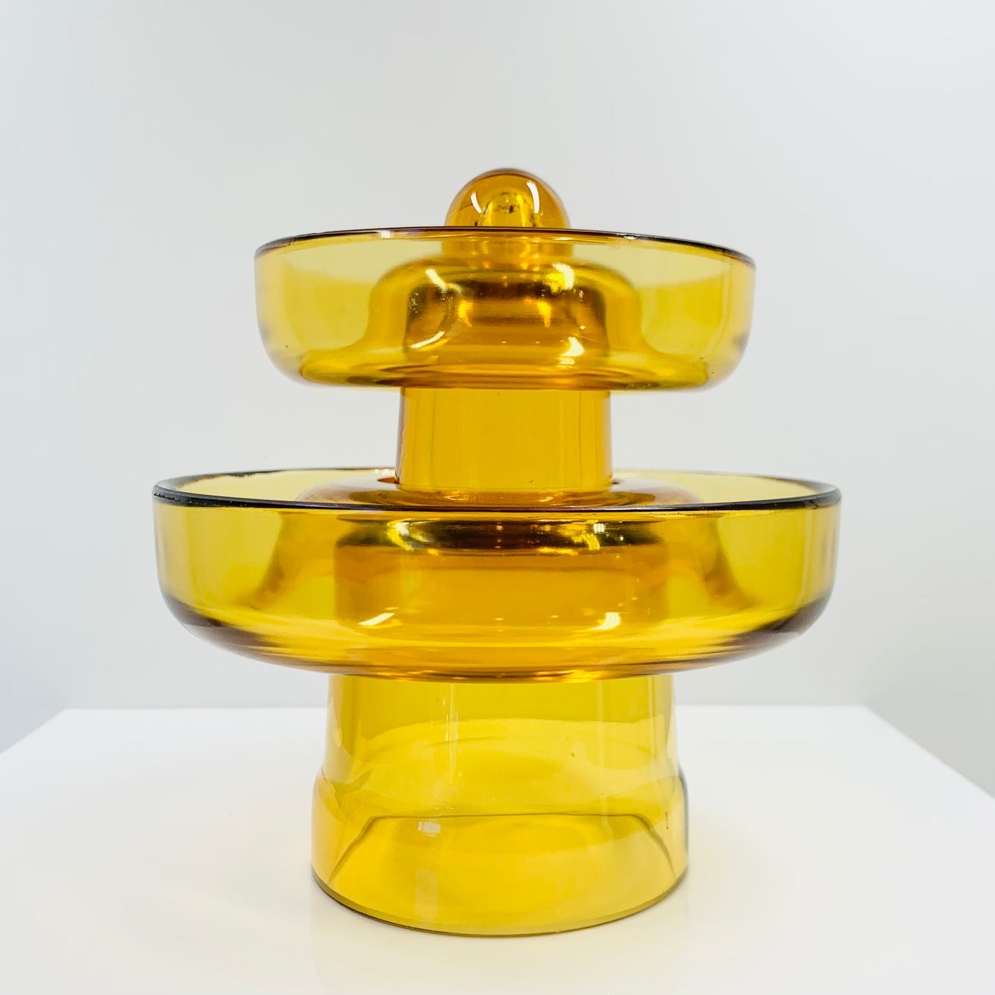 Extremely rare Art Deco amber glass 2 tier float bowl