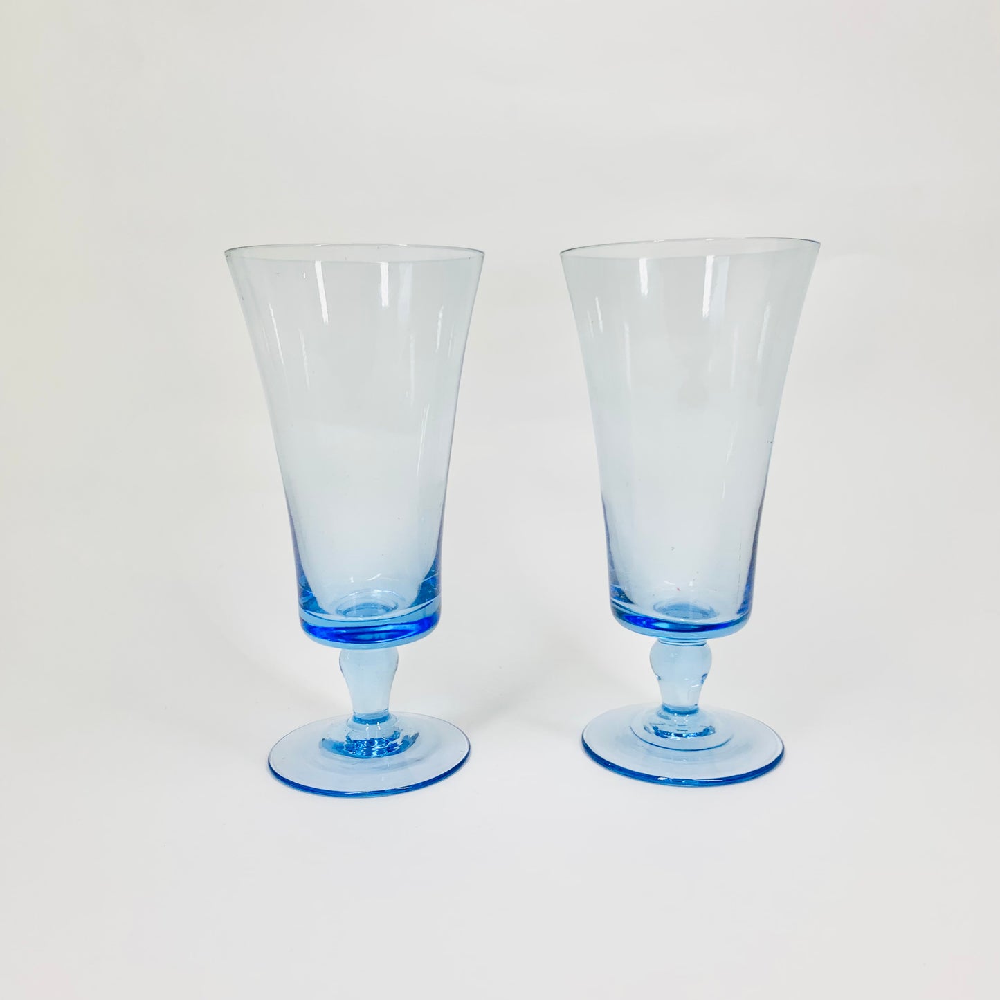1940s blue short stem wine glasses