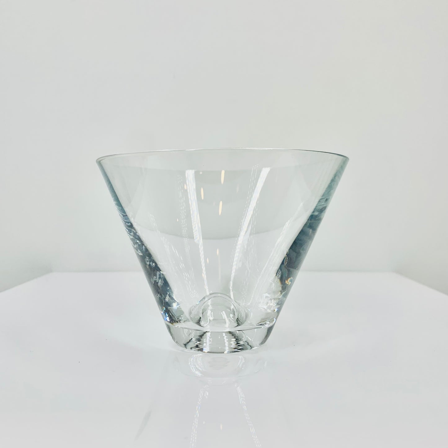 1980s Krosno Poland clear glass bowl with control bubble base