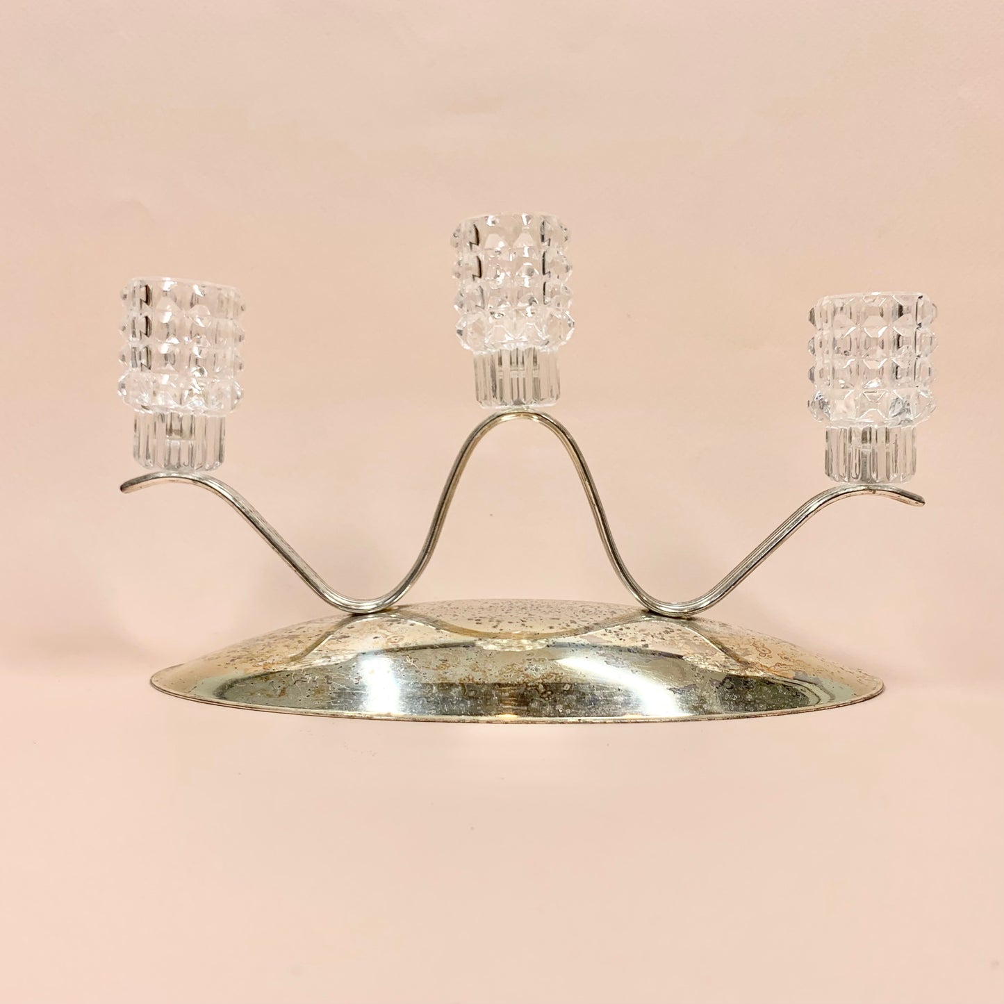 Vintage West German silver plated and cut crystal candelabra