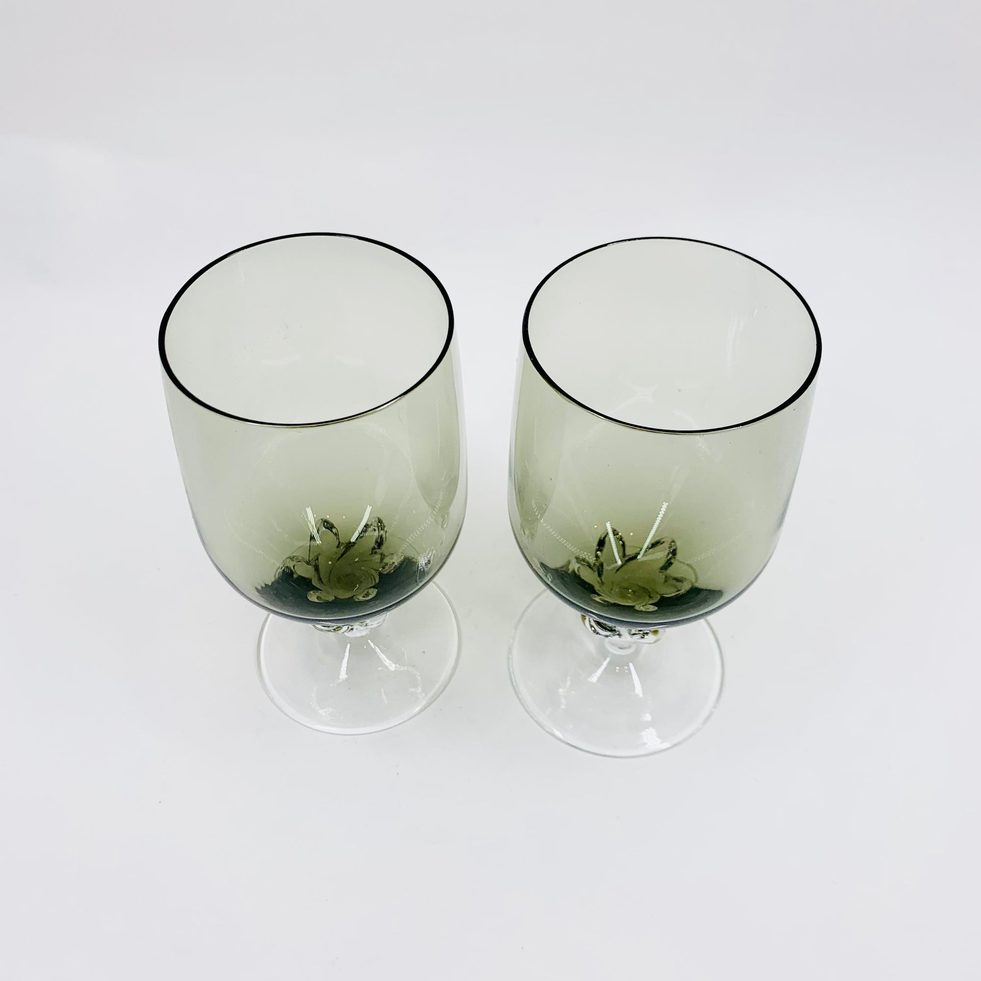 Midcentury grey twist stem sweet wine glasses