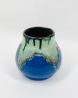 1970s Belgian hand glazed blue pottery vase