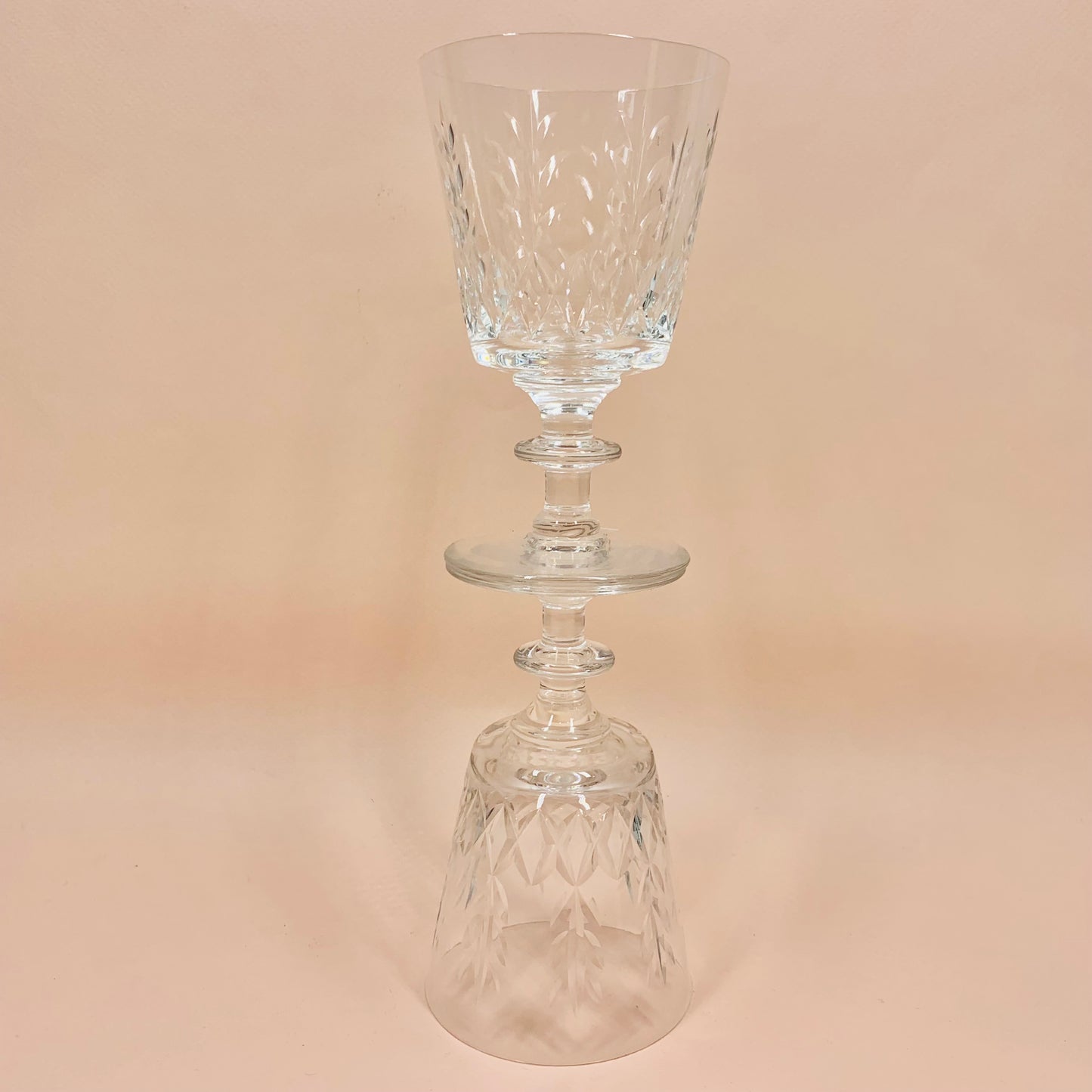 Antique Webb English short stem hand etched crystal wine glasses