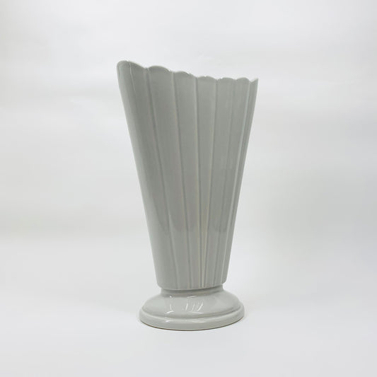 Rare vintage Japanese grey porcelain Art Deco revival fan vase