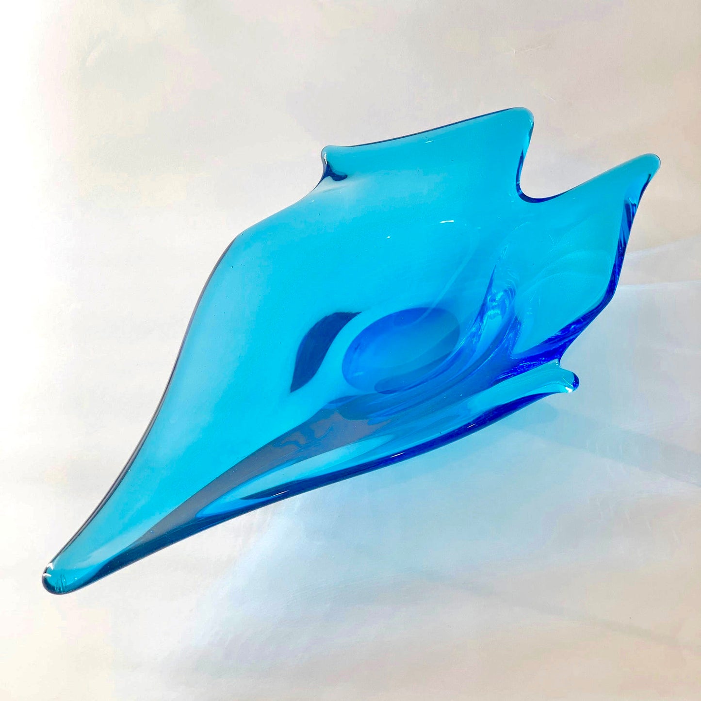 Large Midcentury Murano aquamarine glass decorative centrepiece