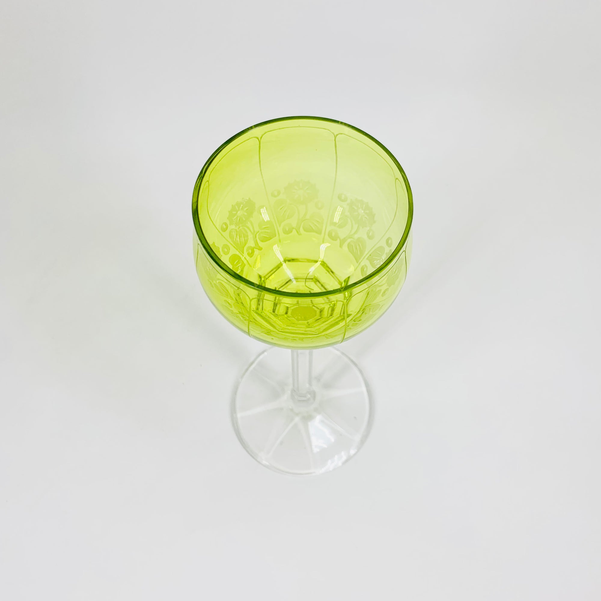 Antique hand cut cameo hock crystal wine glasses