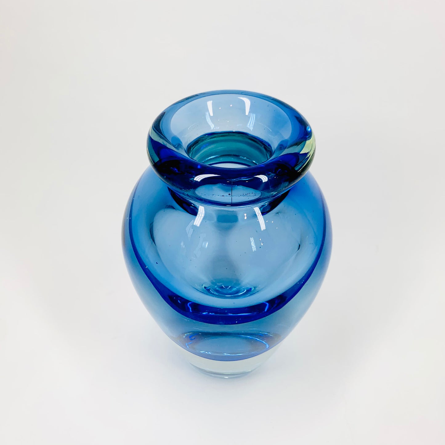 MCM blue Murano sommerso glass paperweight posy vase