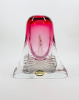 Vintage hand made signed Jablonski sommerso pink art glass vase