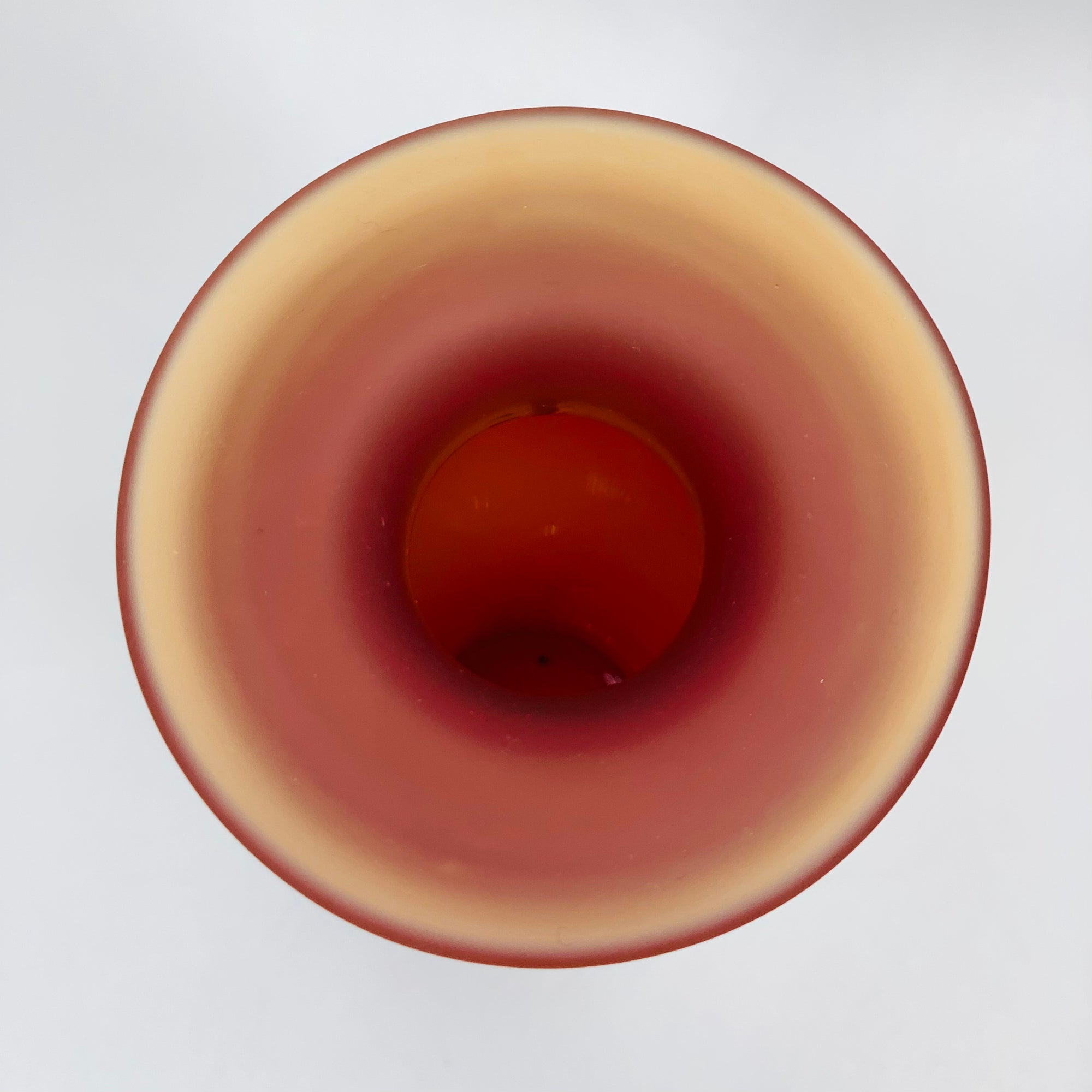 Extremely rare and collectible red satin glass vase by Robert Wynne for Denizen Studio