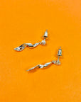 Vintage silver plated twist drop earrings with diamanté