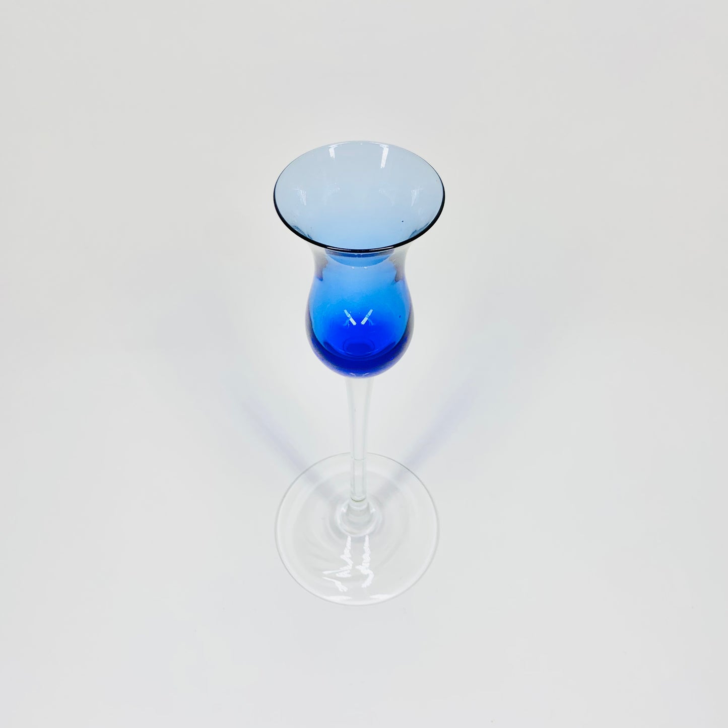 Retro Swedish blue glass candle holder