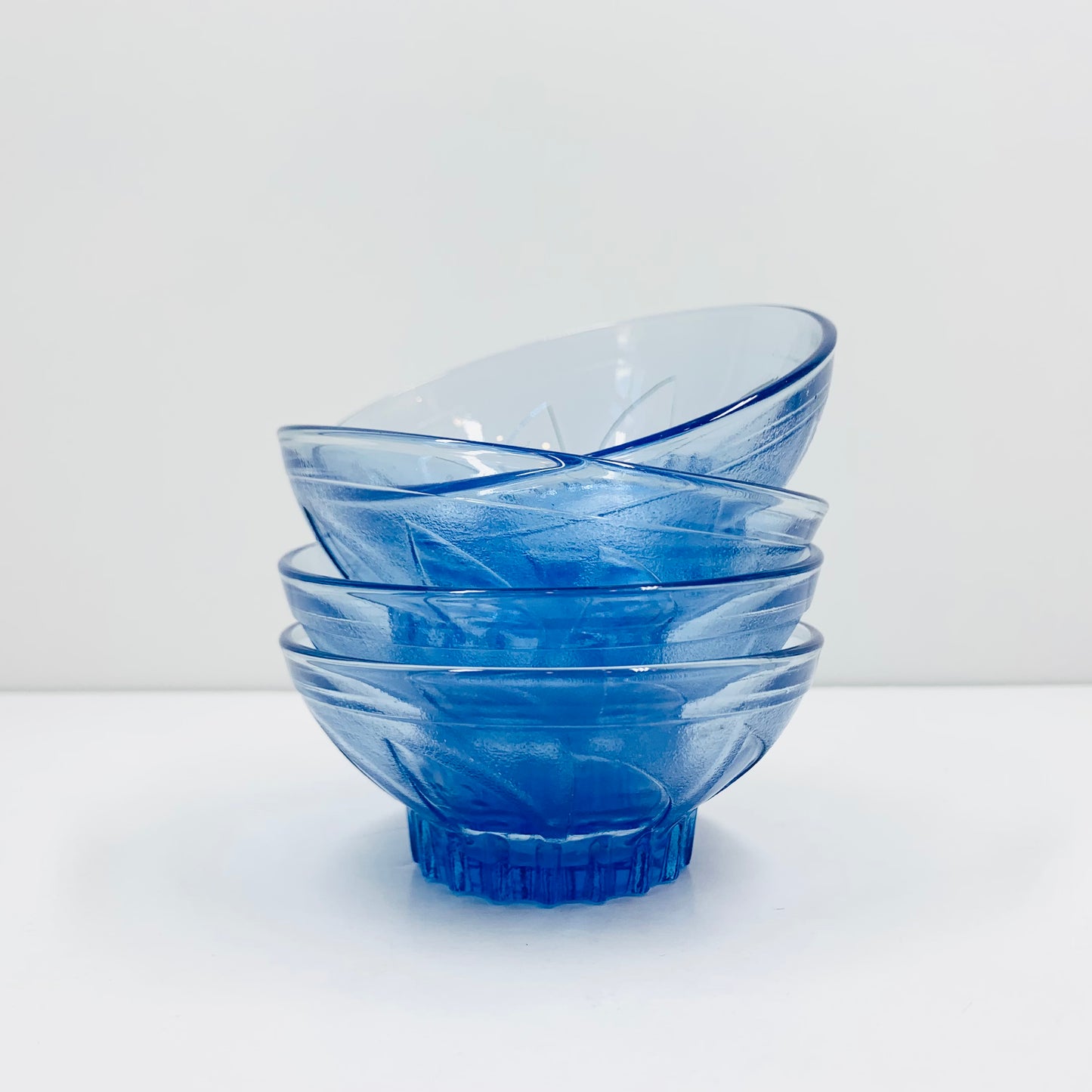 Reproduction Art Deco blue glass dipping bowls