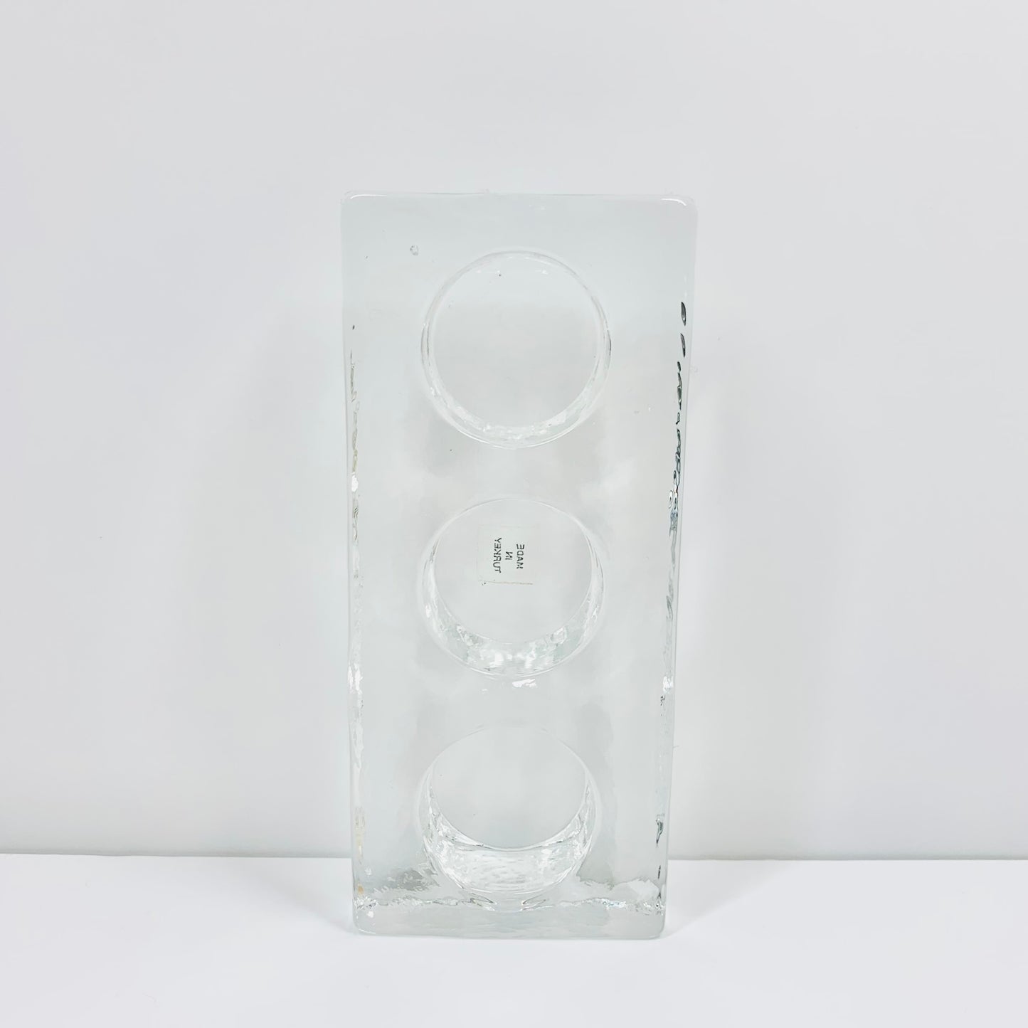 Retro solid block of Turkish glass tea light holder