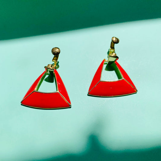 RED ENAMEL DROP EARRINGS