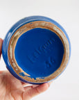 1970s Belgian hand glazed blue pottery vase