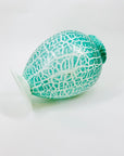 Antique Victorian teal crackle milk glass footed vase