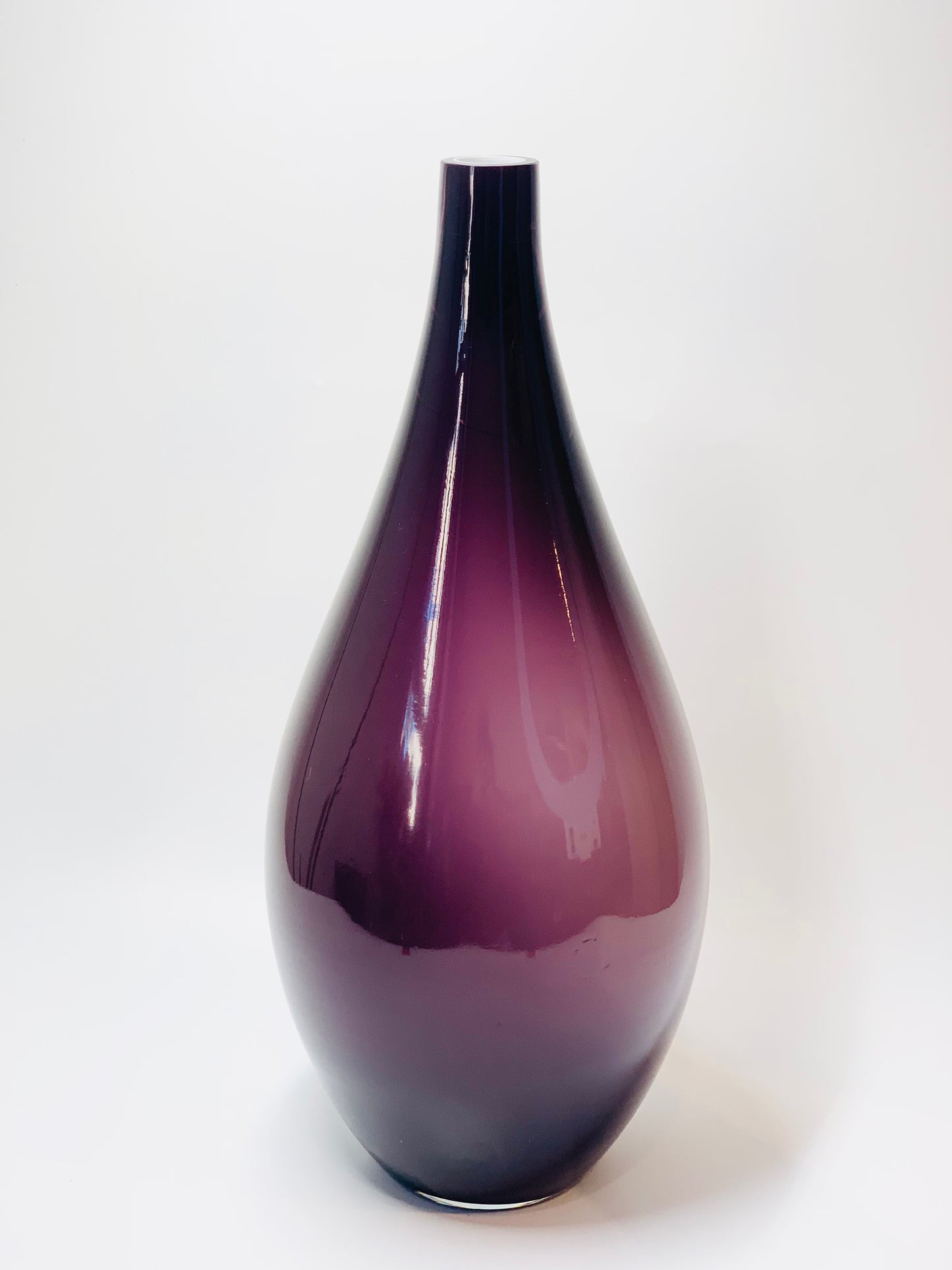 Tall Midcentury purple cased glass vase