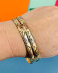 Vintage hammered brass tri-tone round bangle