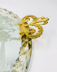 1940s hand etched mirror tray with gold aventurine rope border