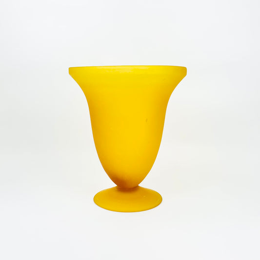 Antique Art Deco amber satin glass footed vase