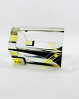 Antique Art Deco black and citrine hexagons glass posy vase by Karl Palda
