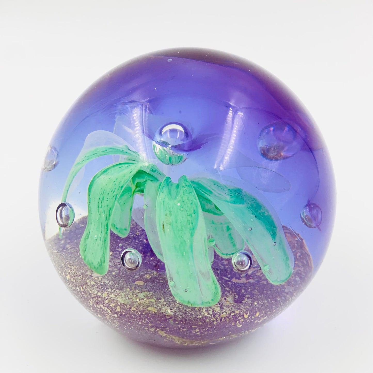 Space Age Green Decorative Cosmic Glass Paperweight