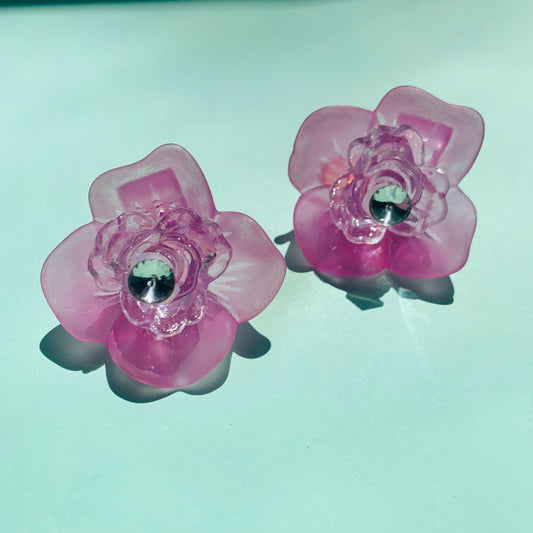 PURPLE PINK FLOWER EARRINGS