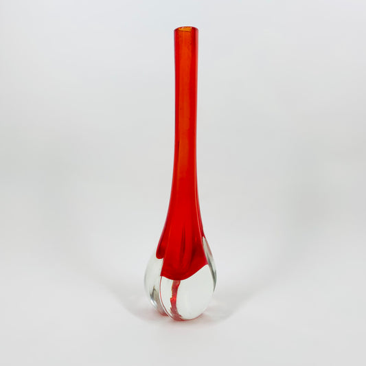 MCM red sommerso glass single stem vase