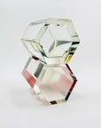 Antique Art Deco black and citrine hexagons glass posy vase by Karl Palda
