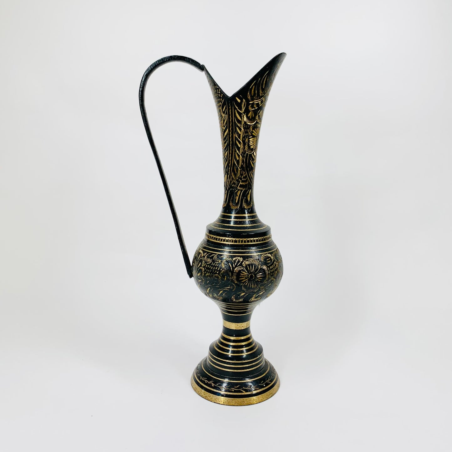 Antique Indian hand etched brass ewer/jug