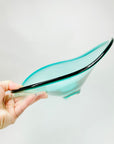 Extremely rare large MCM cased turquoise ombré glass Coquille bowl by Paul Kedelv