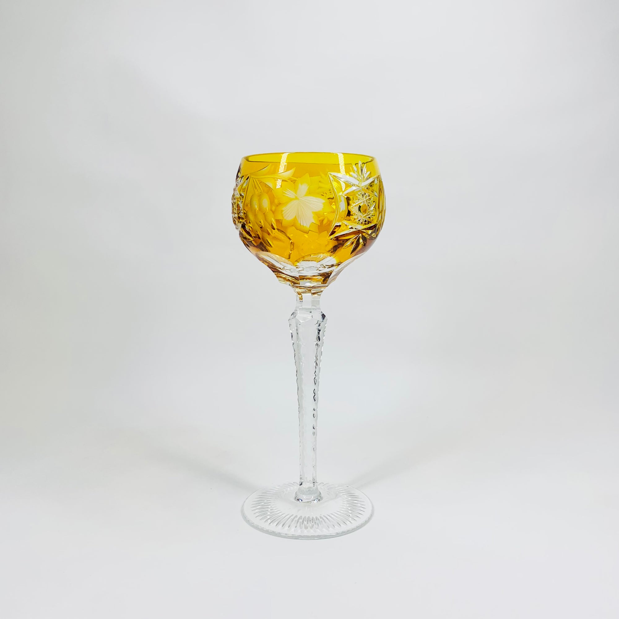 Antique hand cut cameo hock crystal wine glasses