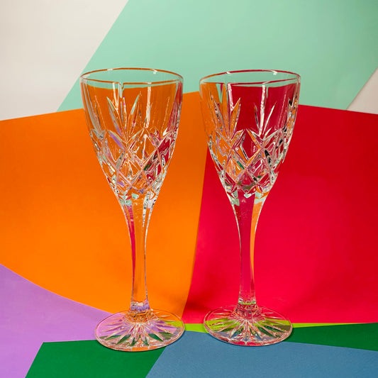 Vintage Bohemian cut crystal wine glasses