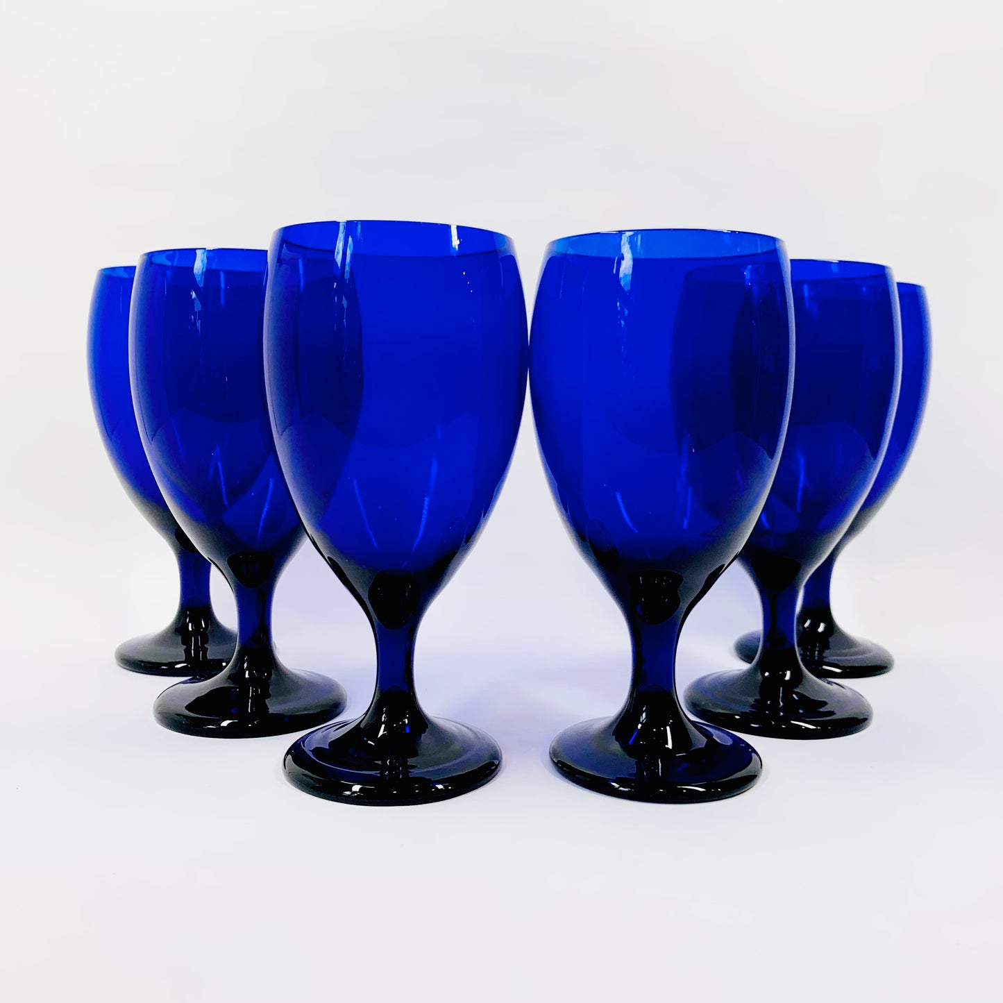 Vintage Libbey cobalt blue glass goblets