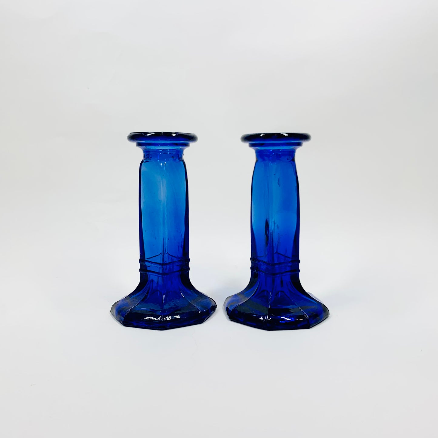 MCM Spanish cobalt blue glass candle stick holder