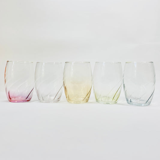 Midcentury iridescent twist harlequin glass water tumblers