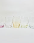 Midcentury iridescent twist harlequin glass water tumblers