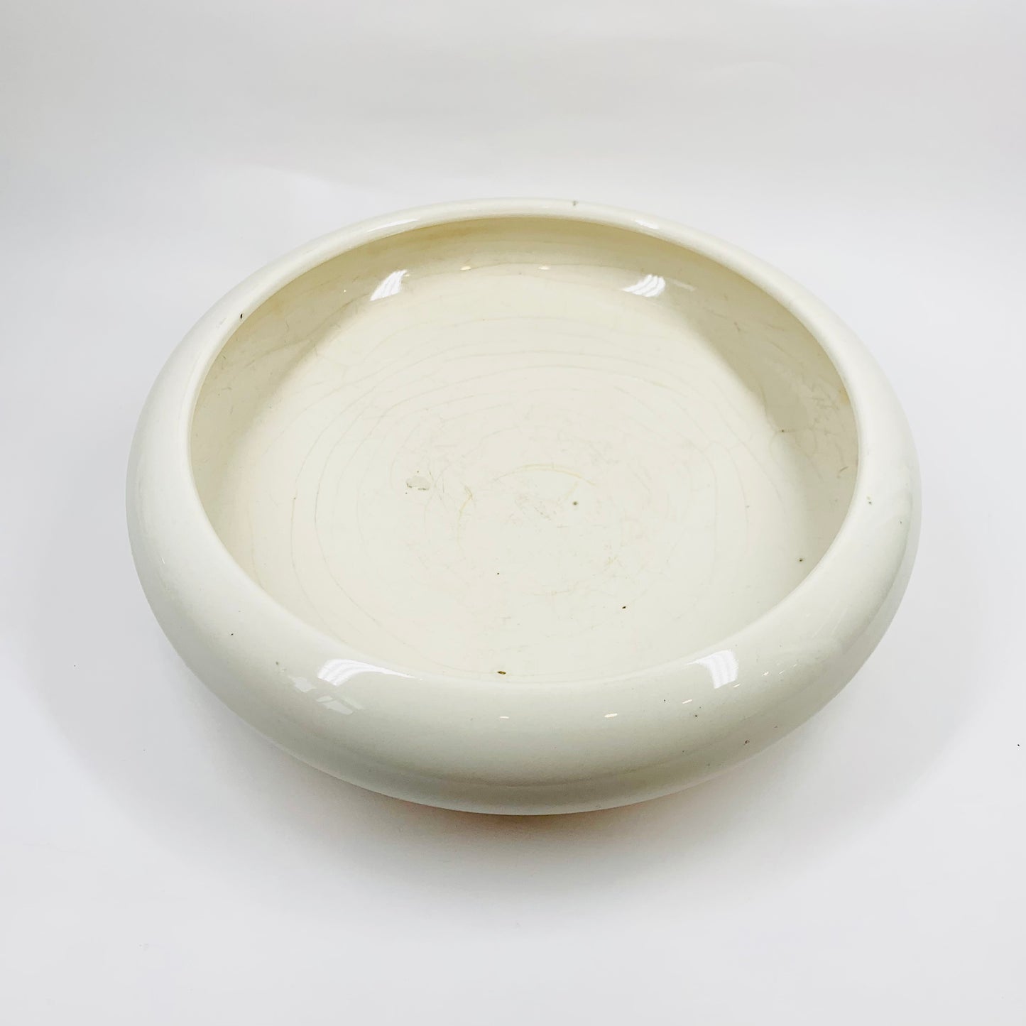 Antique Japanese white pottery shallow bowl/vase used for ikebana