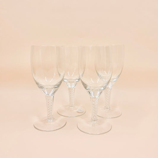 Antique twist stem crystal sweet wine glasses