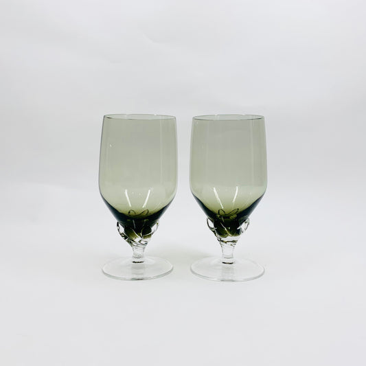 Midcentury grey twist stem sweet wine glasses