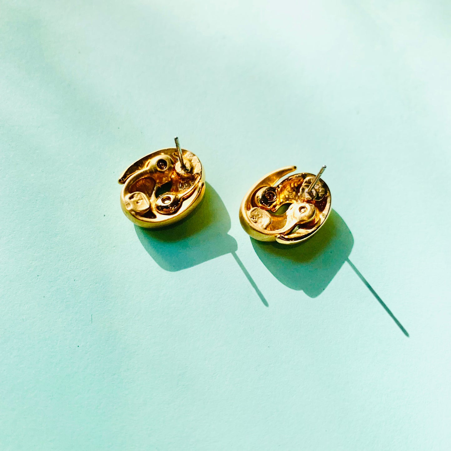 Rare 1960s Barcs triple plated gold two tone half knots stud earrings