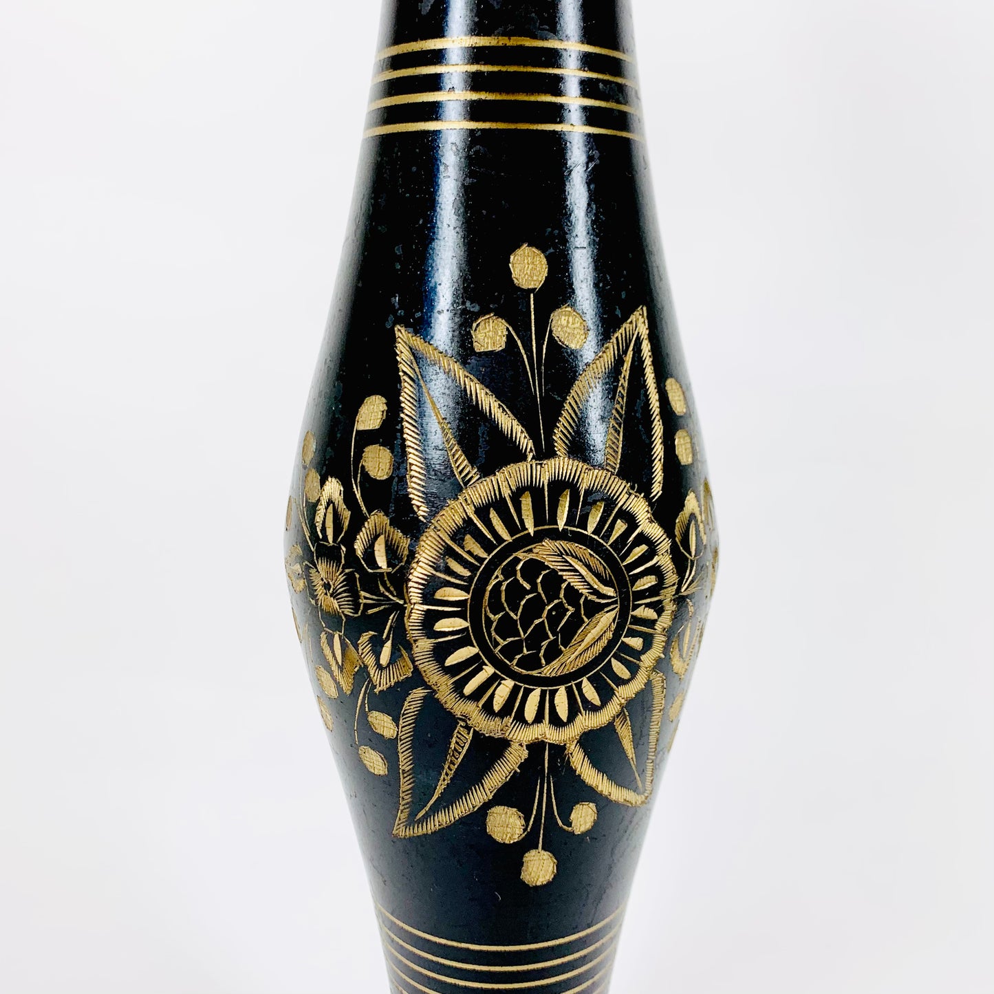Antique Indian hand etched brass vase
