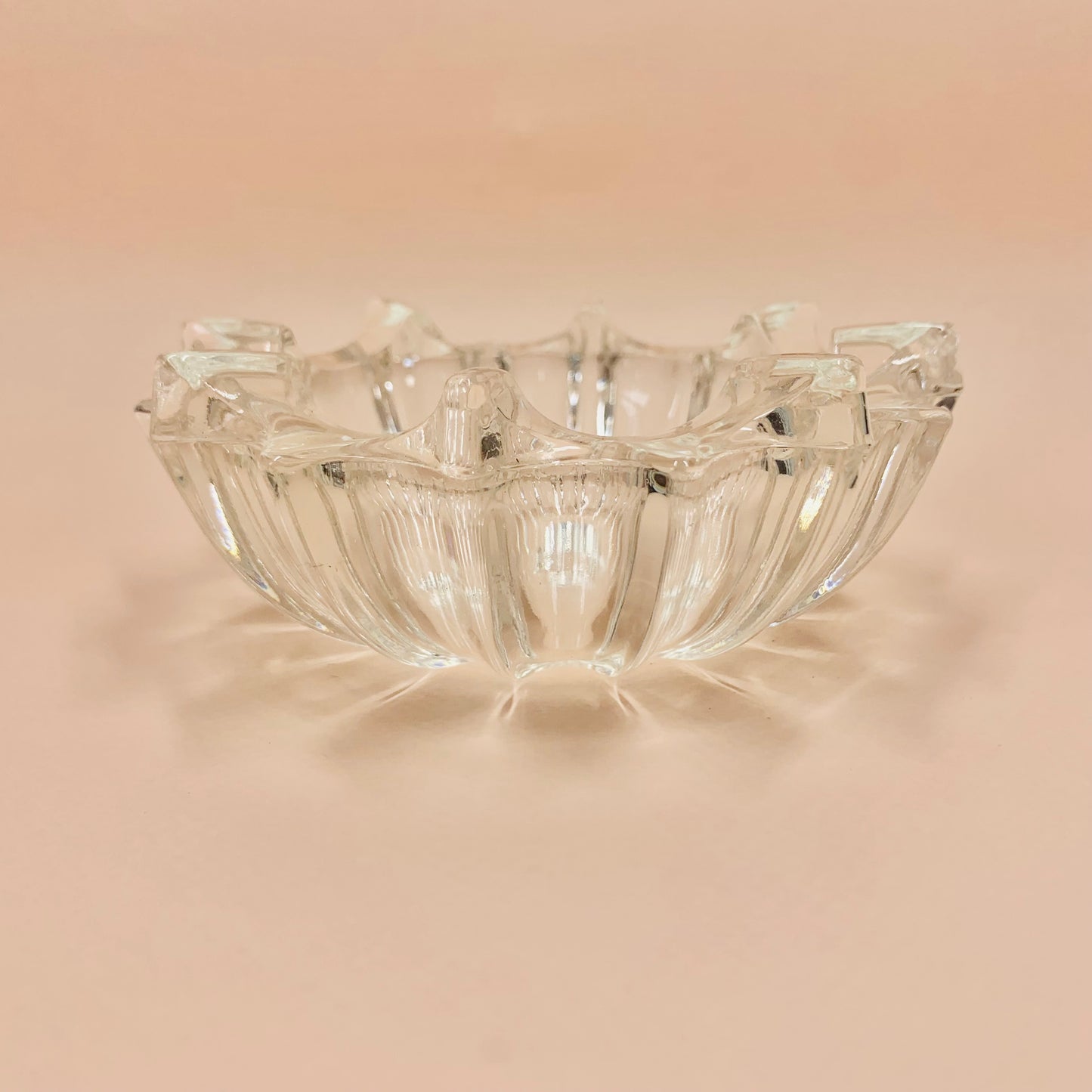 Vintage jagged edge crystal trinket bowl
