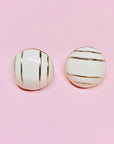 Rare 1960s Italian triple gold plated white enamel stud clip on earrings