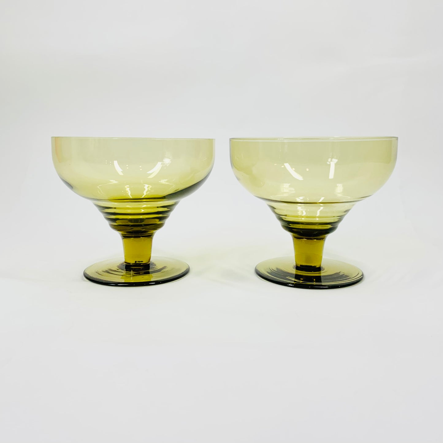 Rare MCM harlequin glass footed coupe