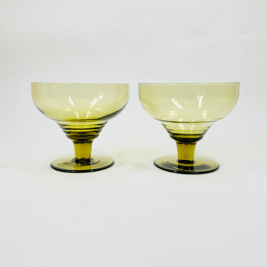 Rare MCM harlequin glass footed coupe