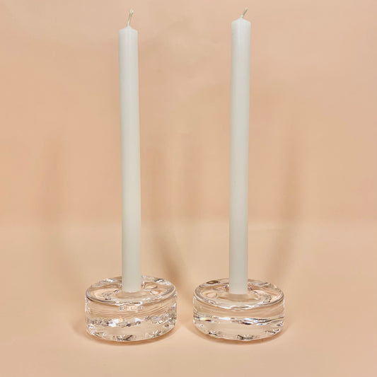MCM Orrefors clear glass candle holders