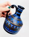 1950s HAND PAINTED BLUE JUG VASE