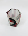 Antique Art Deco black and ruby enamel cased satin hexagons glass posy vase by Karl Palda